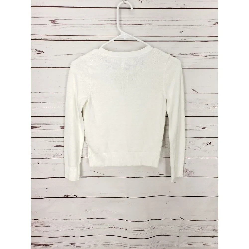 Old Navy White Button Up Girl's Size 8 Regular‎ School Uniform Sweater